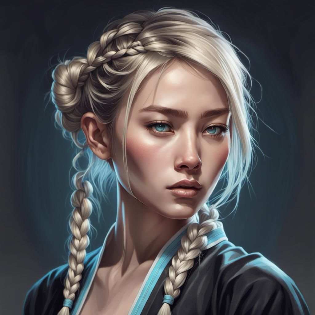 Elegant Asian Woman Portrait in Hyperdetailed Style