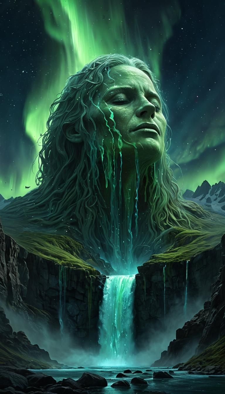 Mother Earth's Cosmic Tears: Ethereal Digital Art