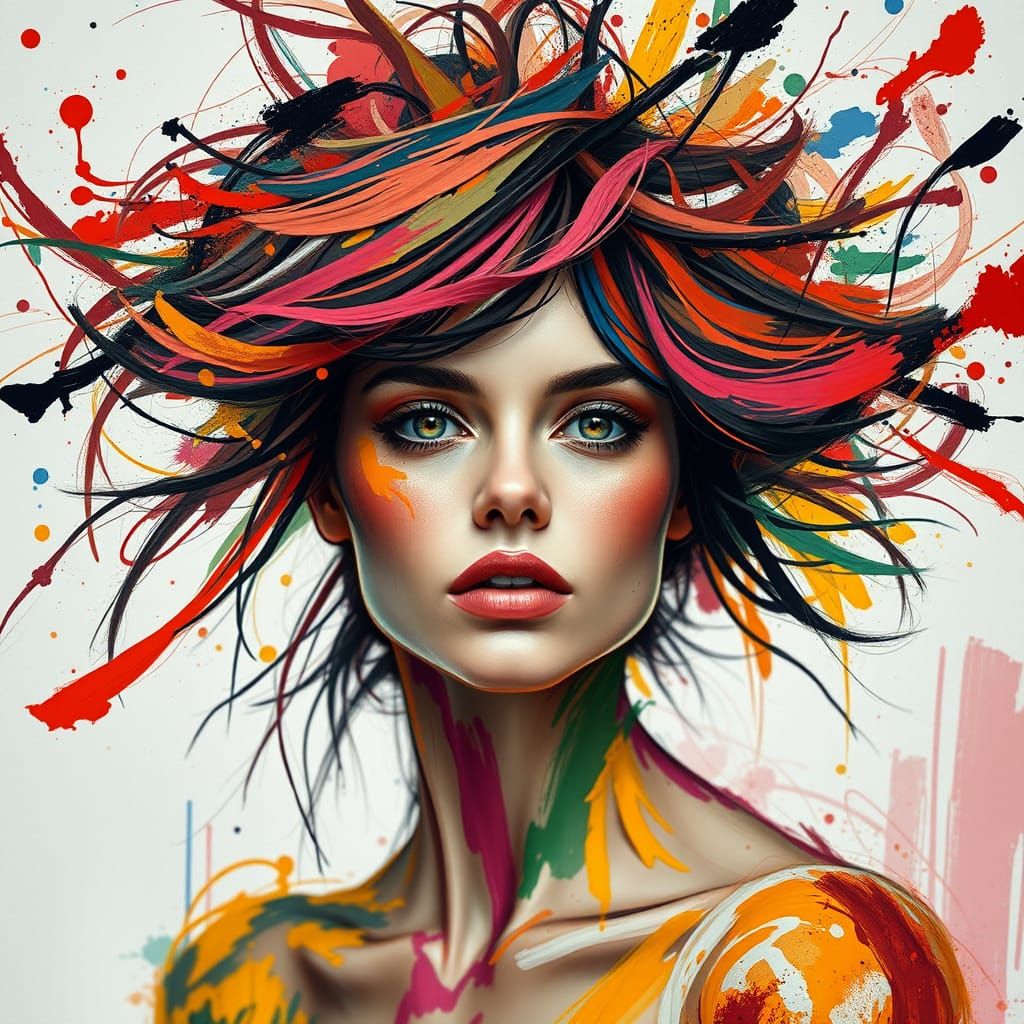 Vibrant Abstract Portrait in Expressionist Style