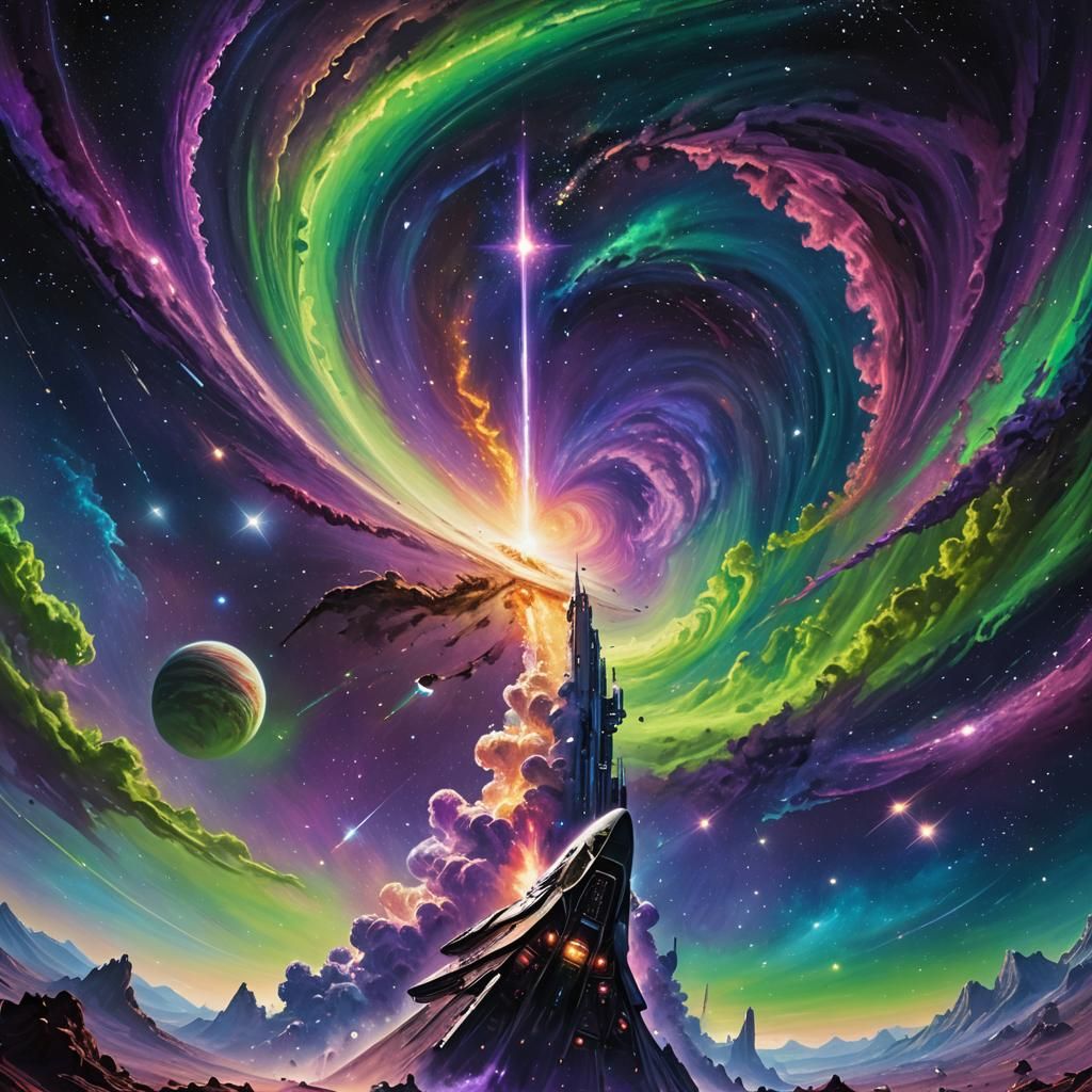 Cosmic Edge of Universe as Oil Painting