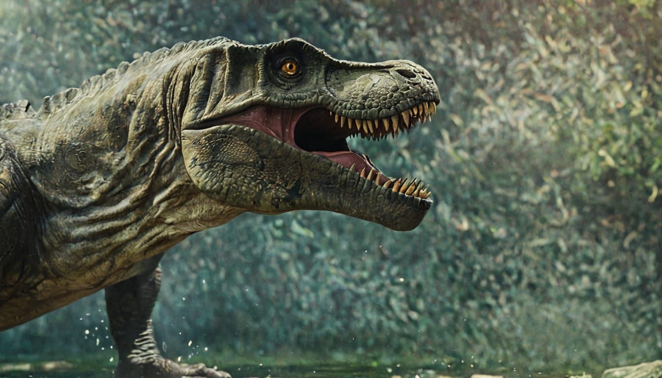 Hyperrealistic Prehistoric T-Rex in Intense Stare