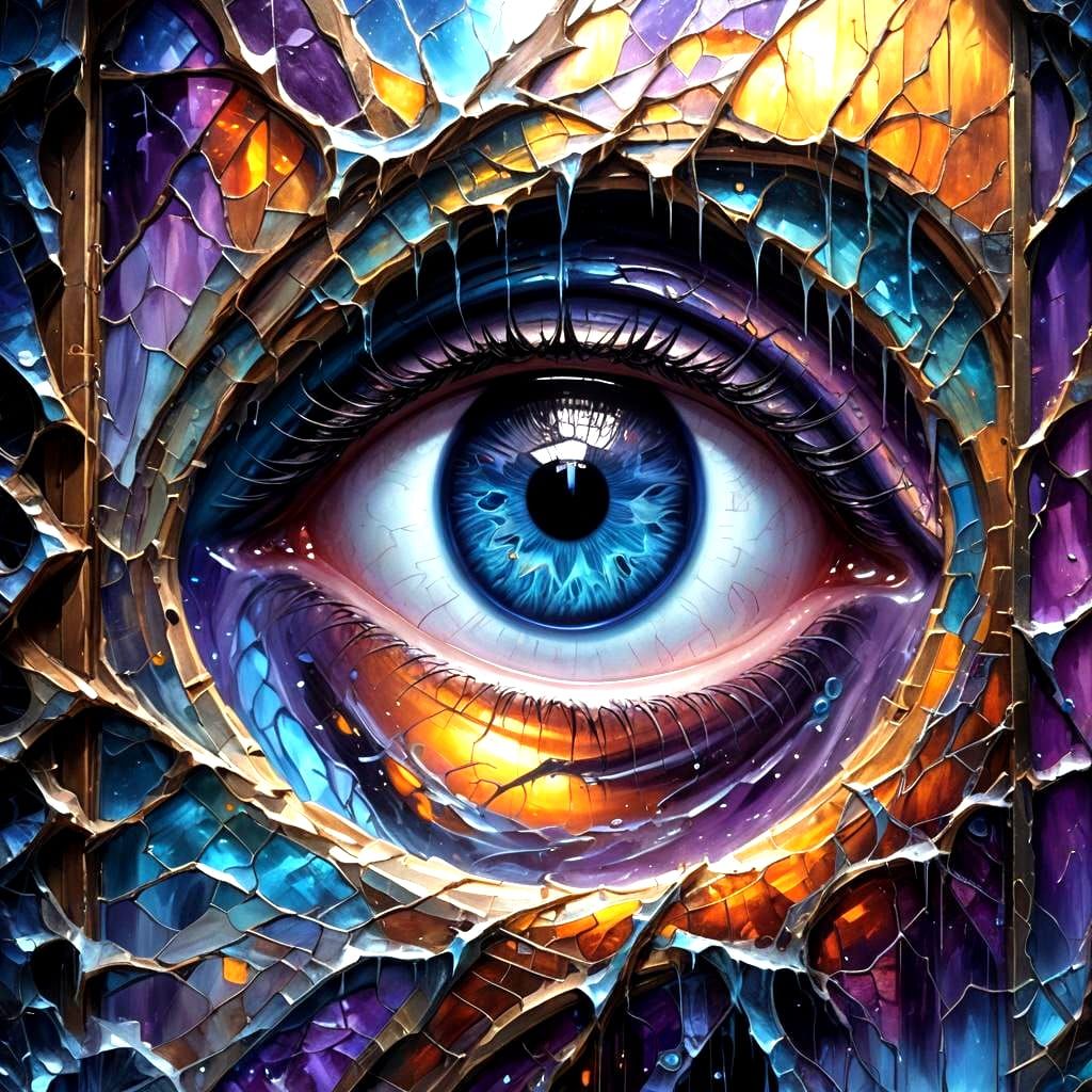 Mysterious World Eye Through Window: Detailed Matte Painting