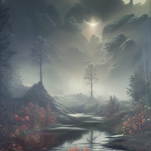 Detailed Matte Painting of Sunlit Forest in 8K