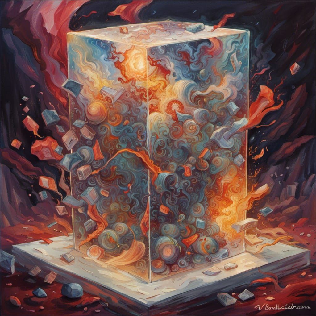 Musical Conflagration in Crystal Cube: Hyperrealistic Art