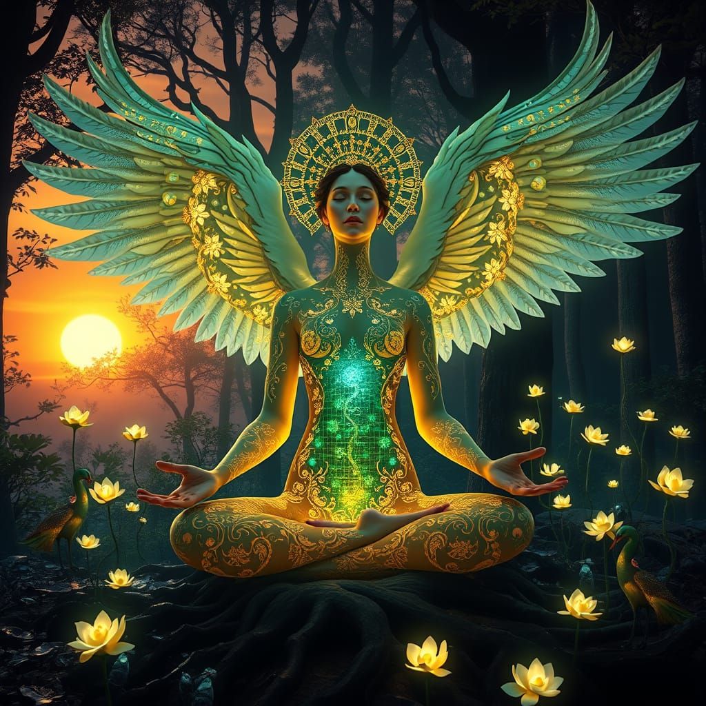 Majestic Hecate Goddess Rises with Swan Wings, Embodying Hop...