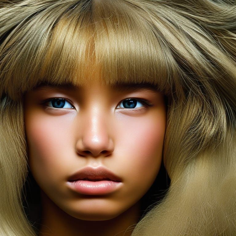 Phoenix Girl Portrait with Burning Flames