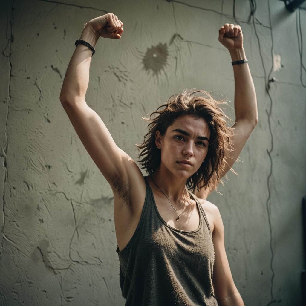 Cinematic Film Still of Girl in Tank Top
