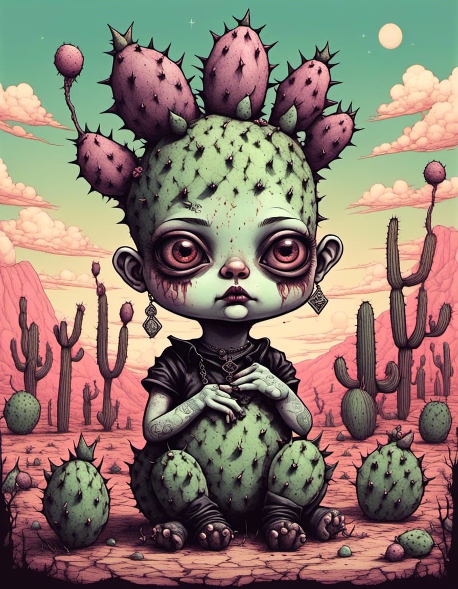 A Prickly Pear Blooms in the Desert Sun