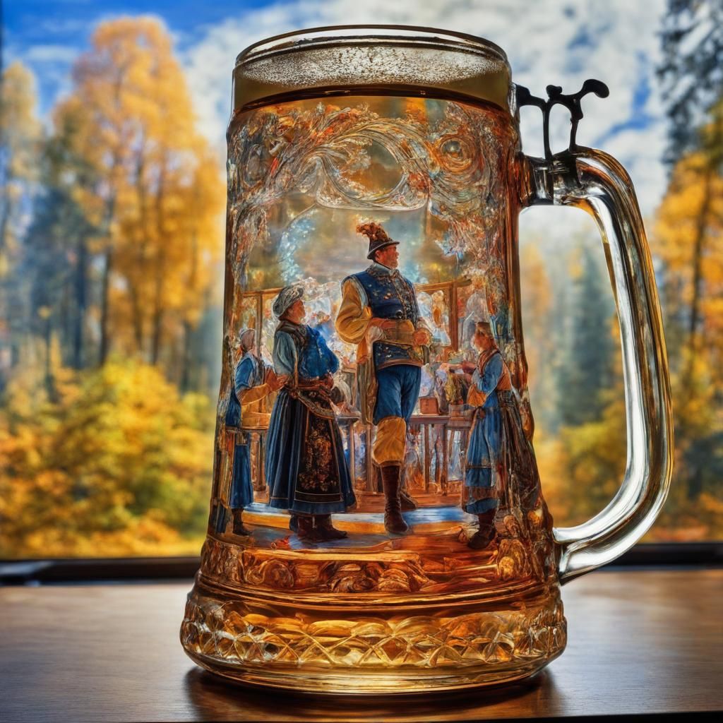 Oktoberfest Celebration Inside Glass Stein, Vivid Colors