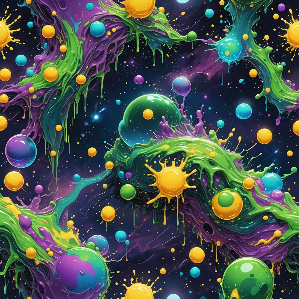 Sci-Fi Slime Explosion in Deep Space Concept Art