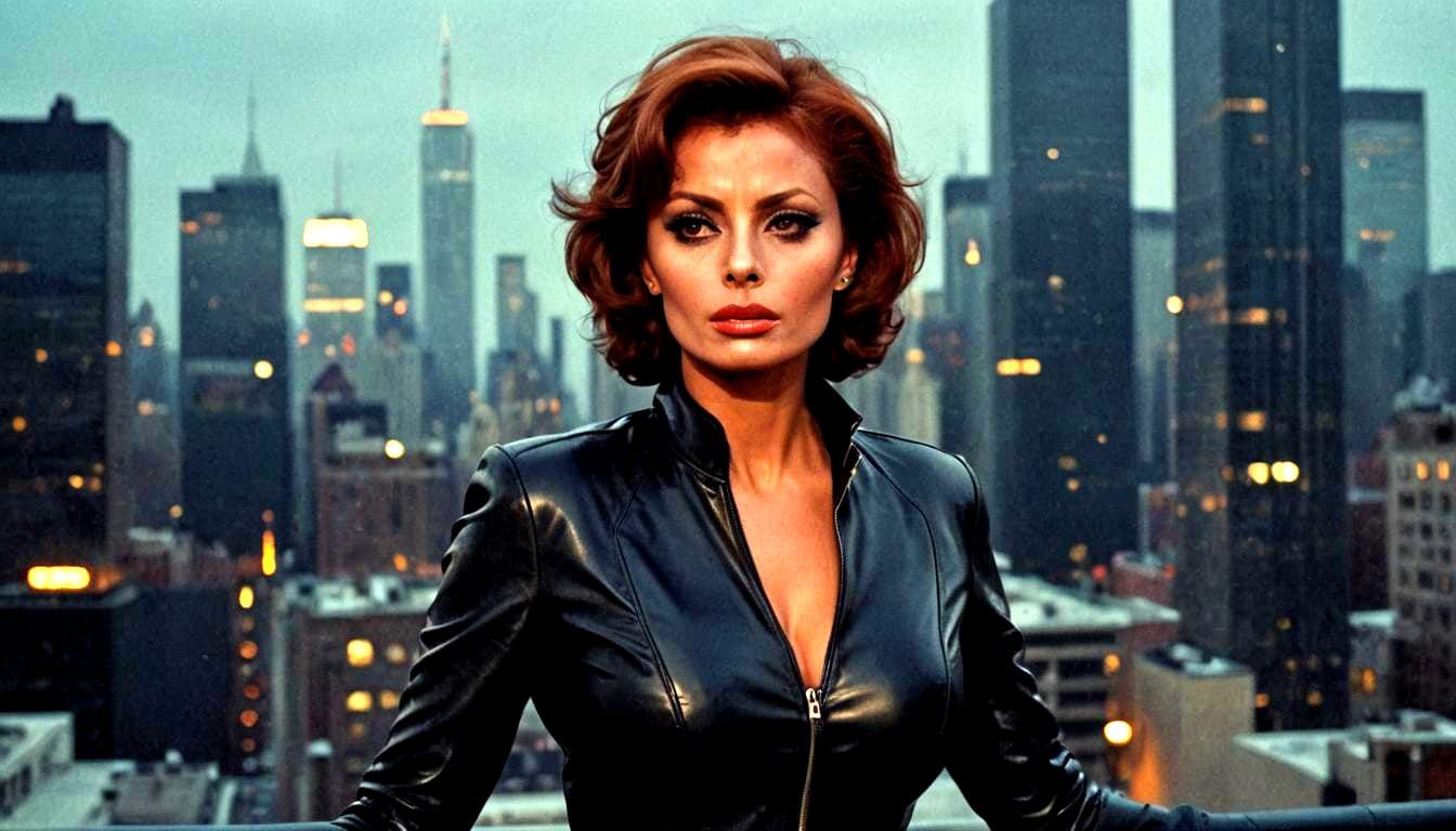 Black Widow on Rooftop: Cinematic Film Still