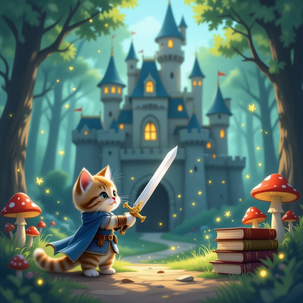 A brave kitten knight