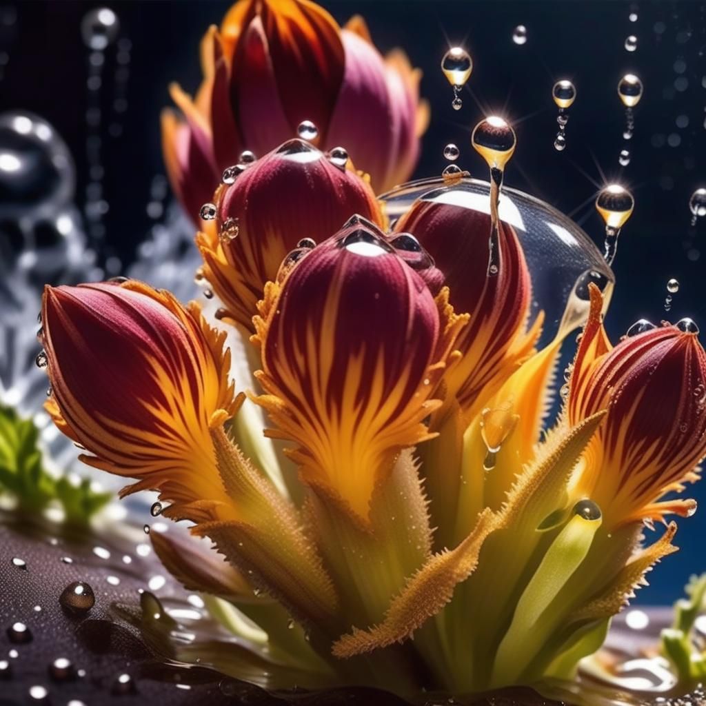 Surreal Female and Flower in Nocturnal Scene