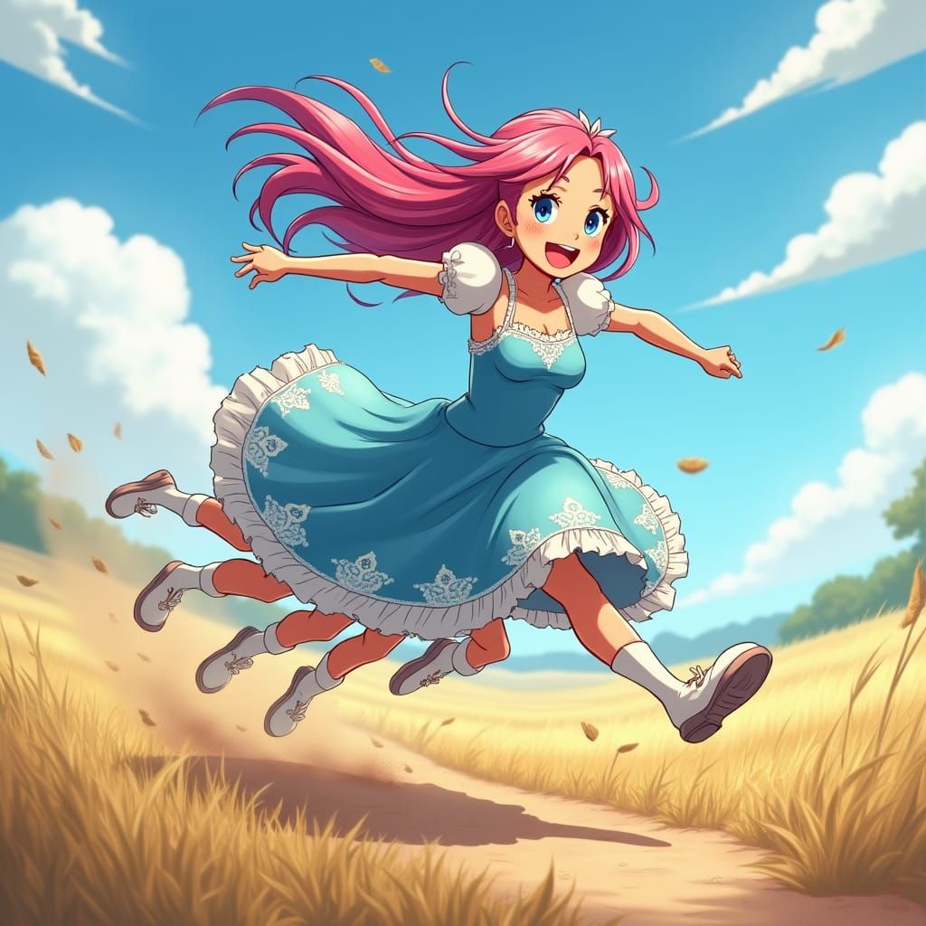 Anime Princess Runs Across Plains at Superhuman Speed