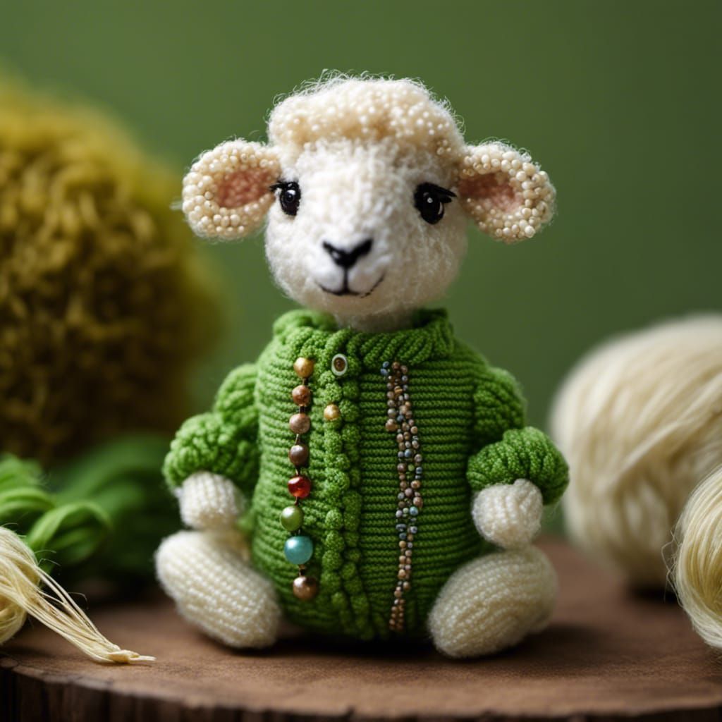Cute Stuffed Sheep Toy in Rococo Style