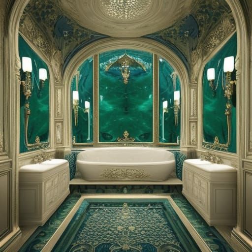 Jade Stone Bathroom: Epic Digital Matte Painting