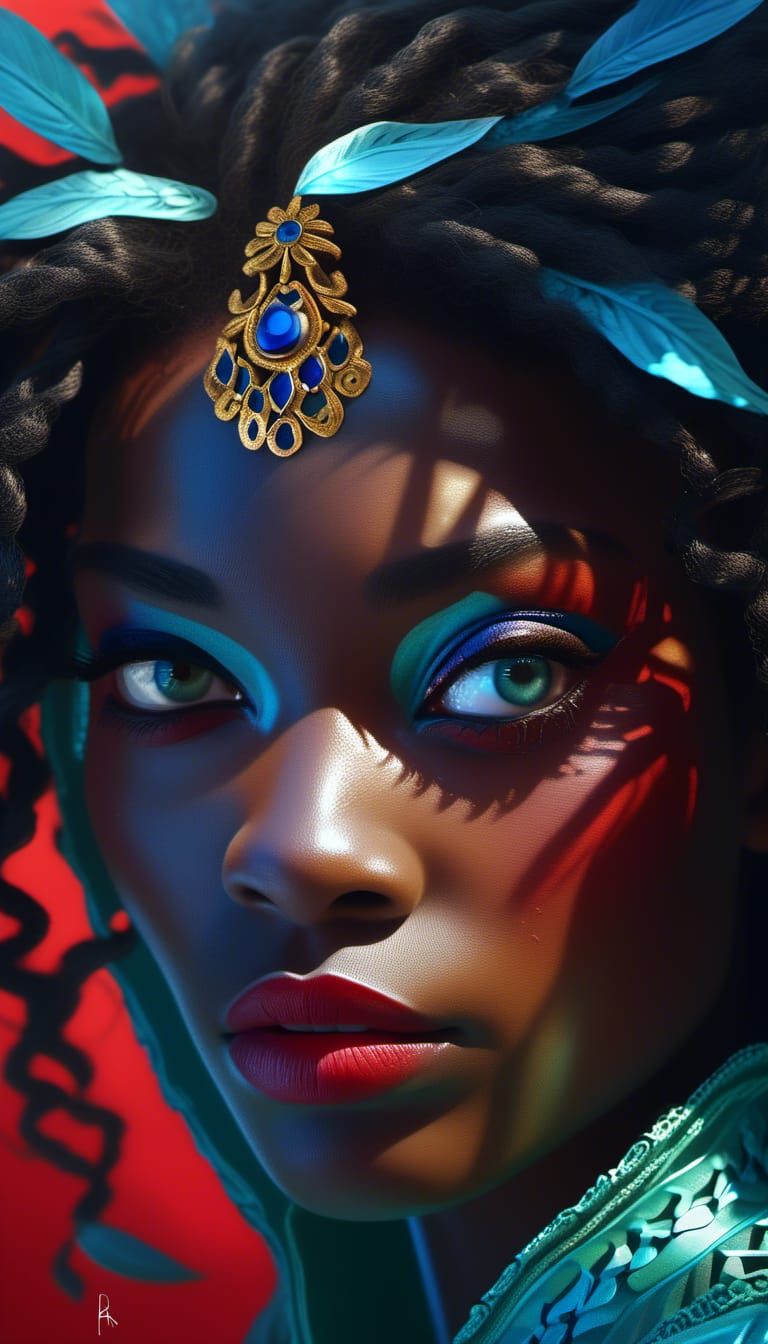 Beautiful ebony woman | eyes hazel greenish blue.