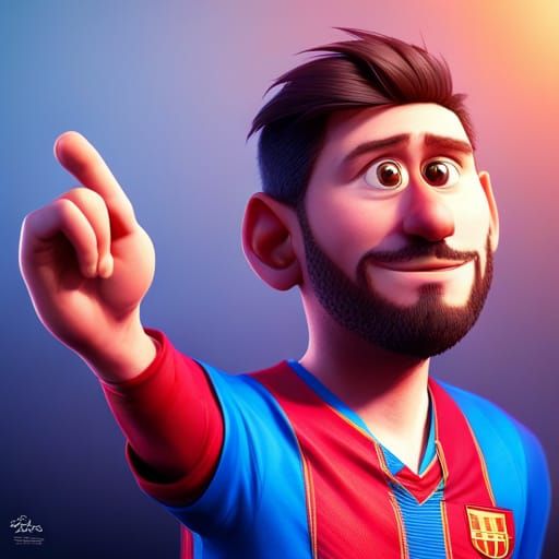 Messi Smoking a Joint in Pixar Disney Style