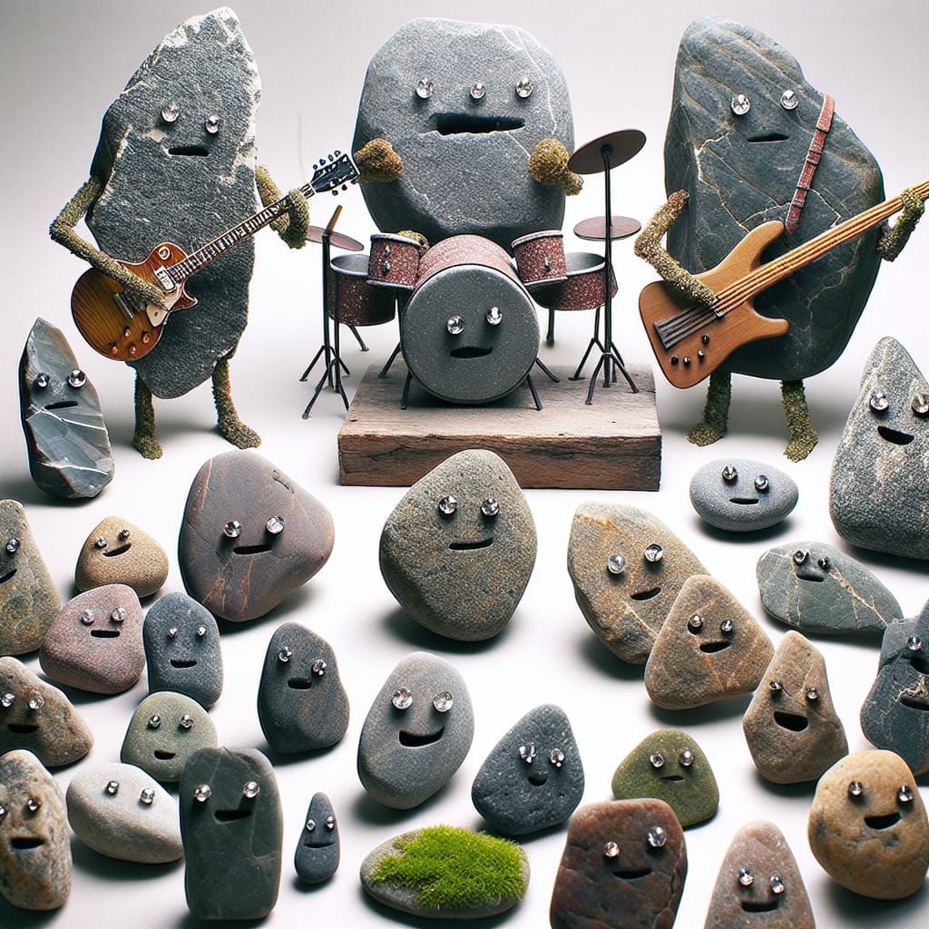 Anthropomorphic Rocks Enjoying a Rock Concert
