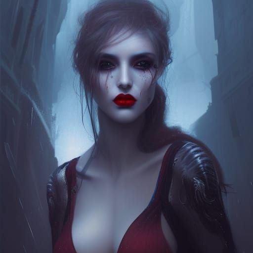 Spectre with Red Hair in Vampire Style