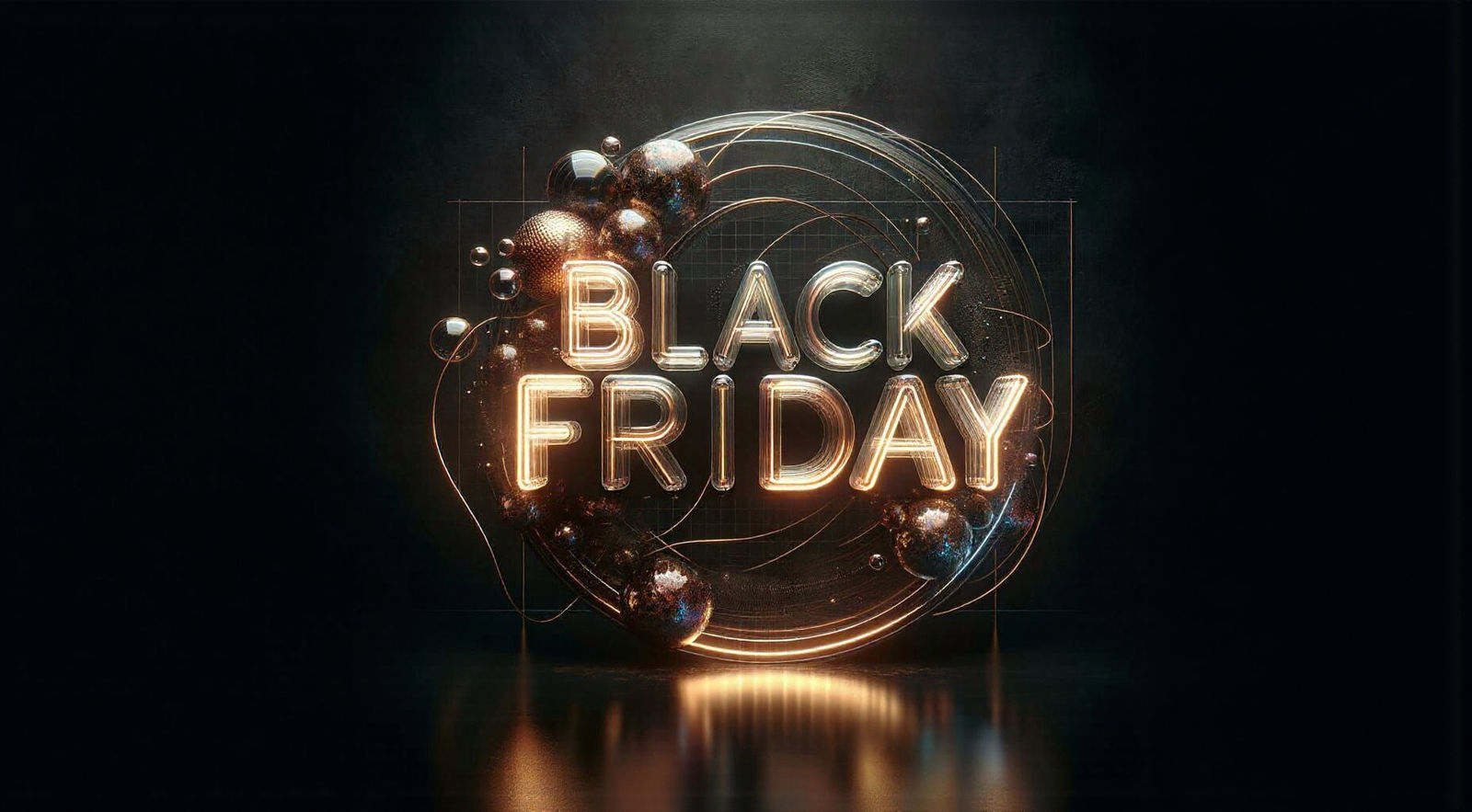 Black Friday Concept Art with Neon Glass Typography