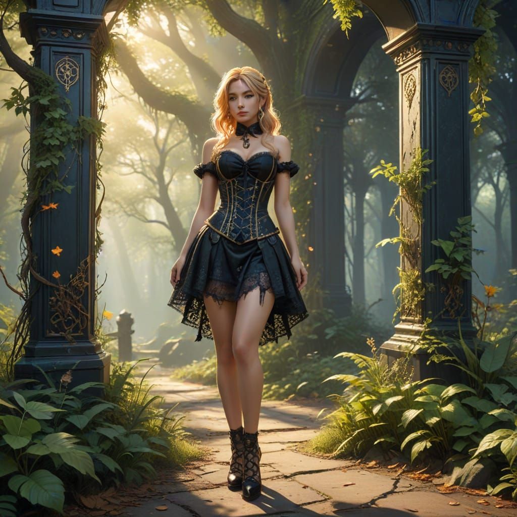 Gyaru Nurse in Enchanting Corset Dress with Stiletto Heels i...