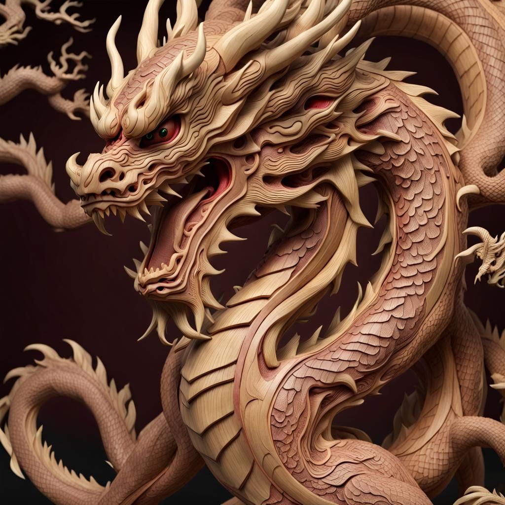 Muscular Wood Dragon Celebrates Lunar New Year
