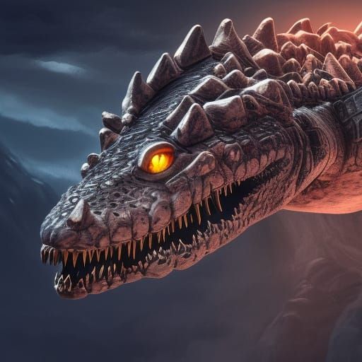 Mechanical Gothic Crocodile in Black Hat