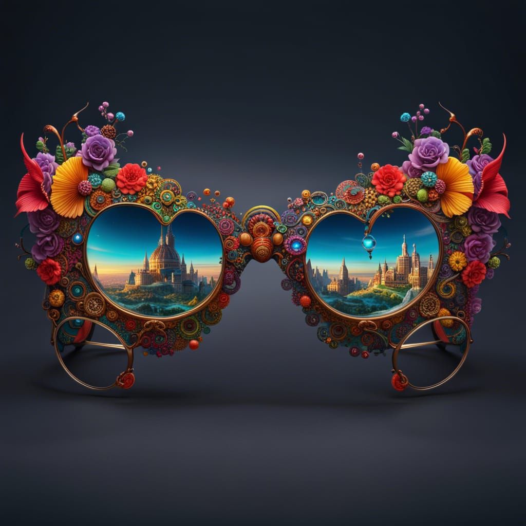 Whimsical Glasses Reflecting a Fantastical Landscape
