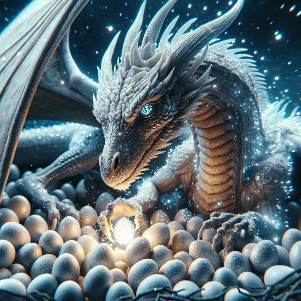 Loving Mother Dragon with Glittering Scales