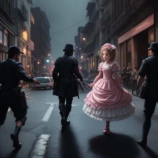 Vulnerable Figure in City Street Cinematic Scene