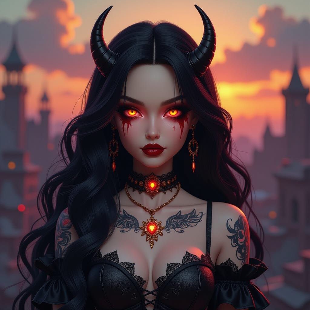 Demonic Barbie in Hellscape | Dark Fantasy Art