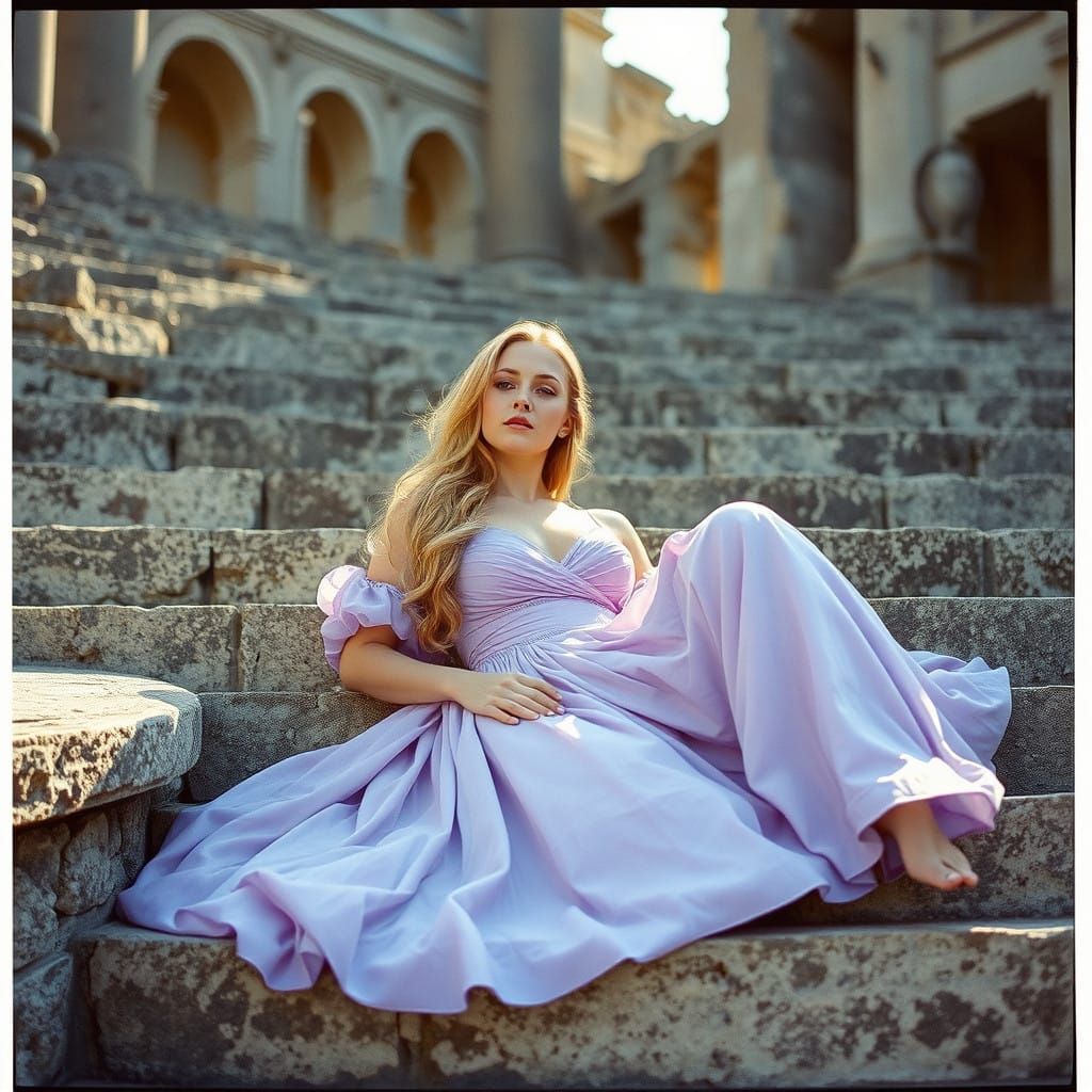 Golden Goddess Amidst Ancient Ruins