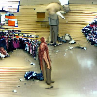 Disturbing Image: Man and Destroyed Mannequin
