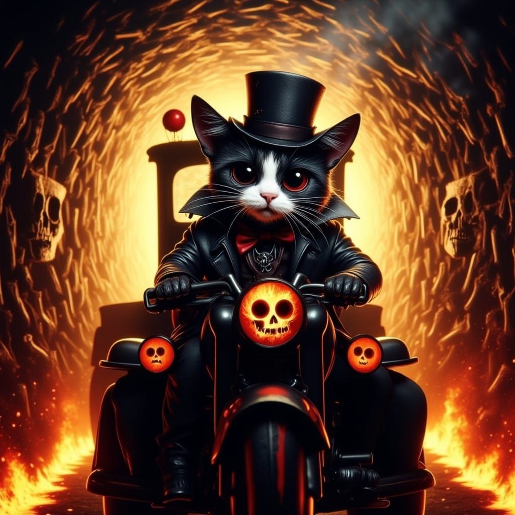 Vampire Brat Speeds Through a Blazing Tunnel