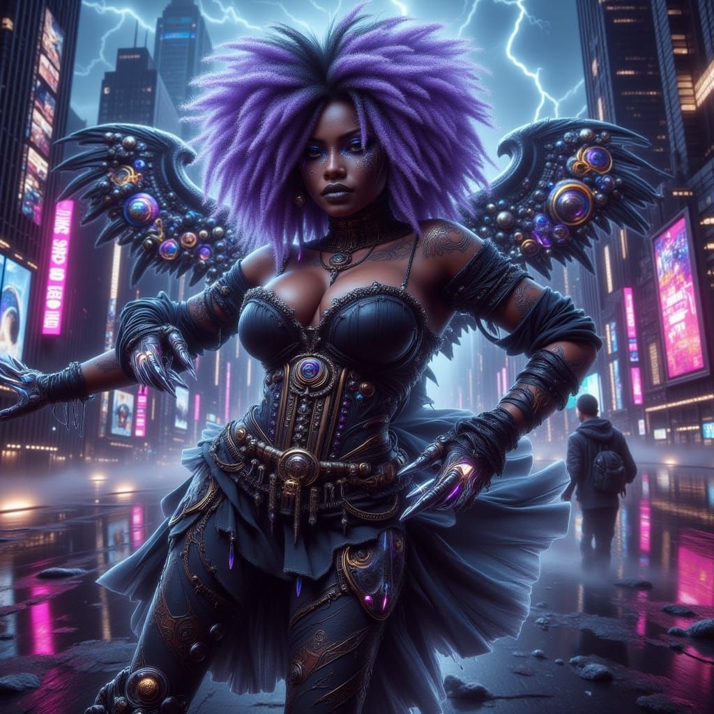 Gothic Steampunk Twirl with Electric Knives