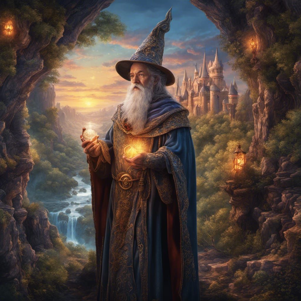 Fantasy Wizard in Medieval Times, Detailed Matte Painting