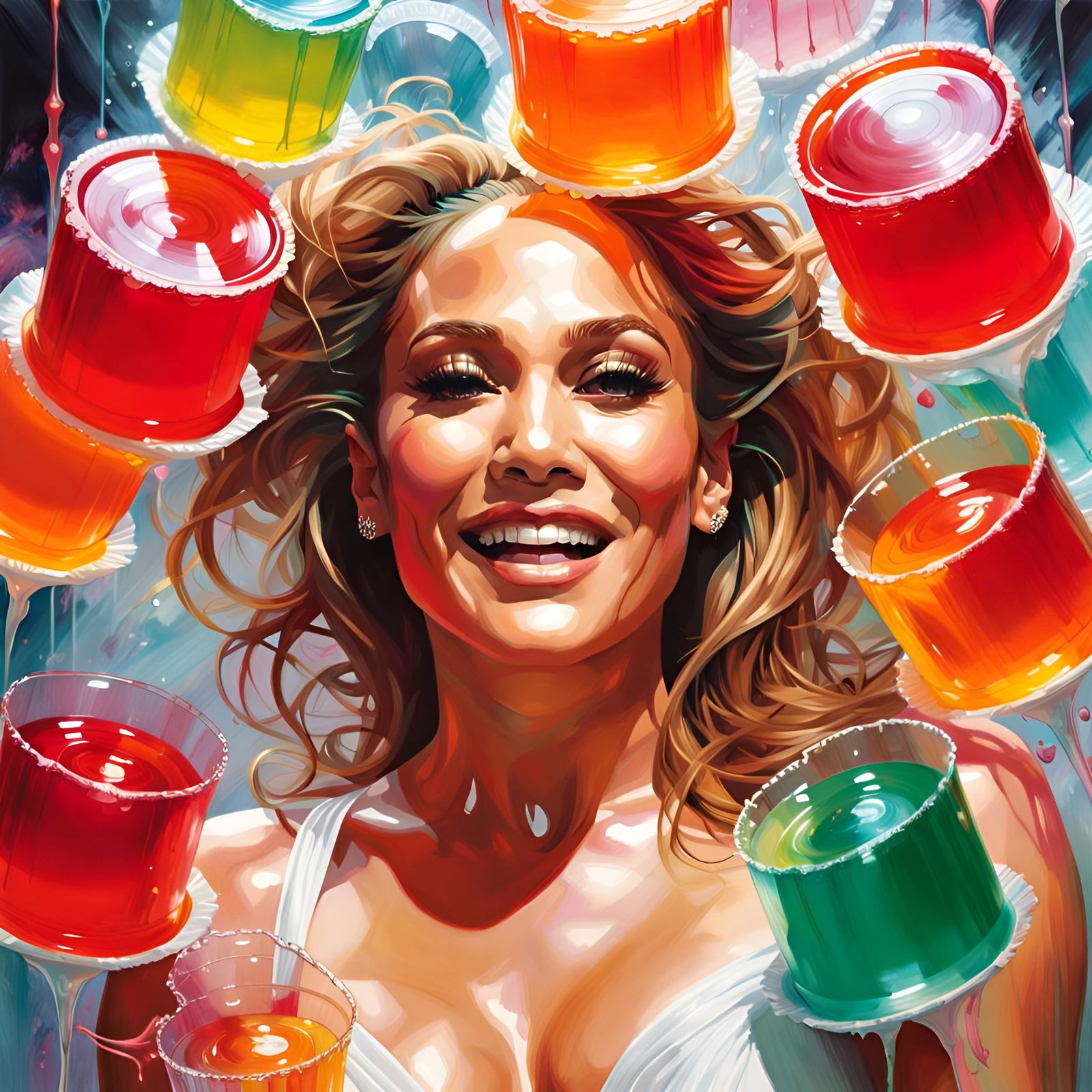 Jennifer Lopez Portrait with Jello, Comic Book Art