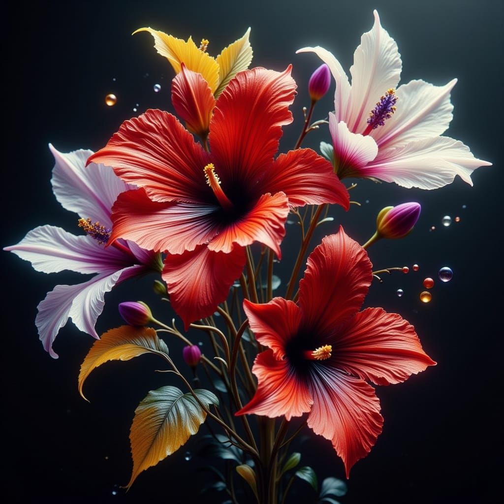 Surreal Landscape with Vibrant Blooms in Ethereal Light