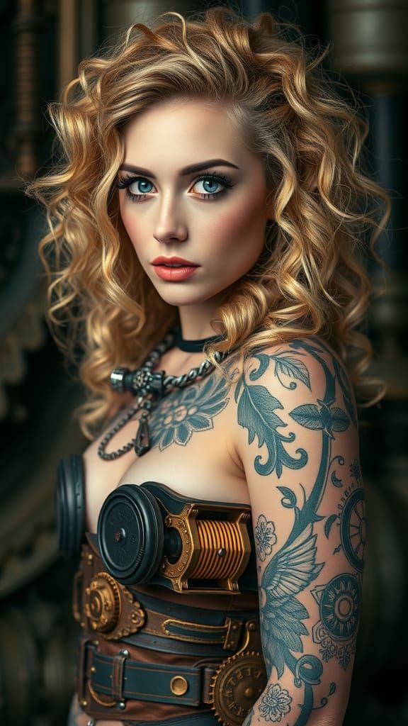 Steampunk Sci-Fi Portrait of Nordic Blond Woman