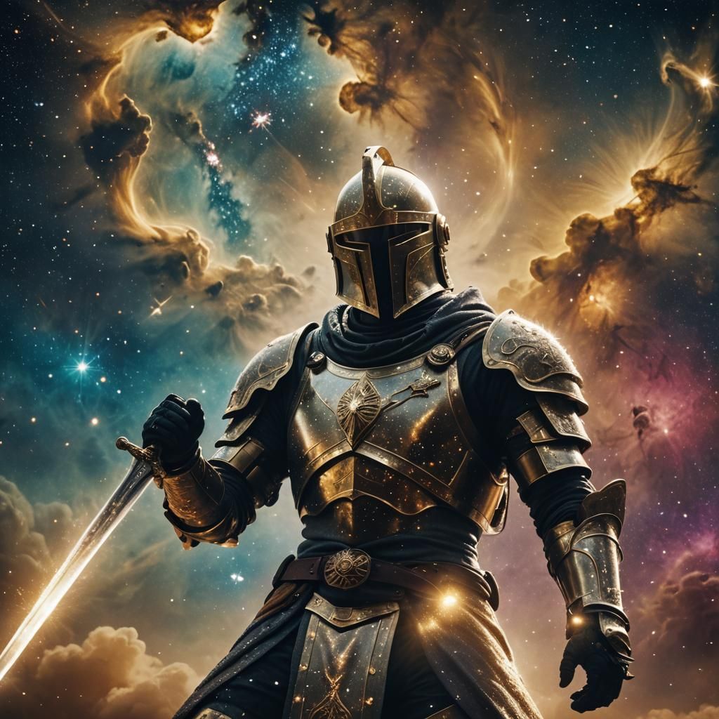 Cosmic Knight Wielding Sword of Starlight