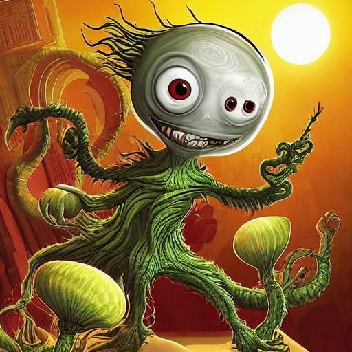 Cute Alien Plant Wizard in Maximalist Style