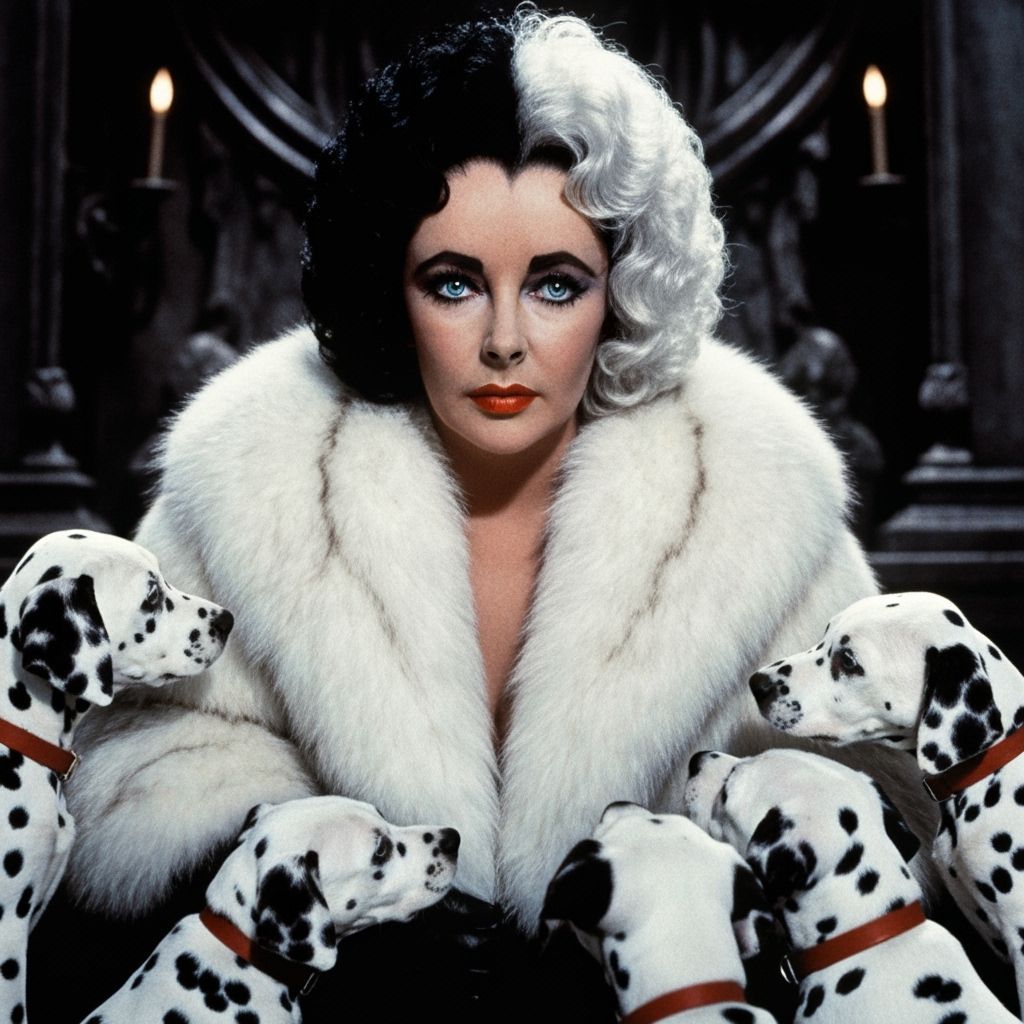 Elizabeth Taylor as Cruella de Vil in Gothic Glamour