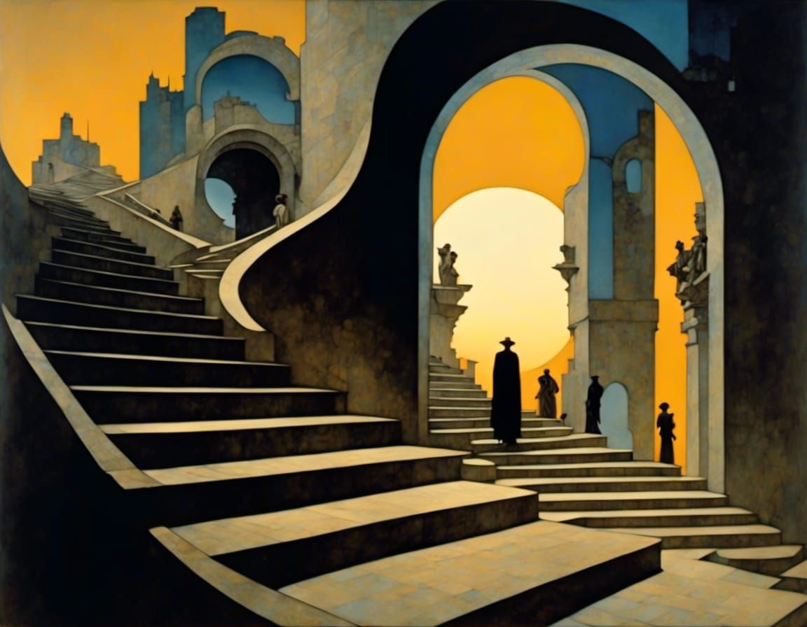 Surreal Stairway to Nowhere in Parrish Style