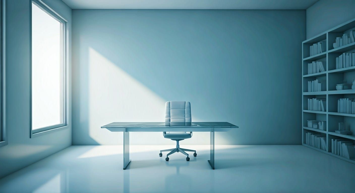 Modern Tech Room with Light Blue Broadcasting Background