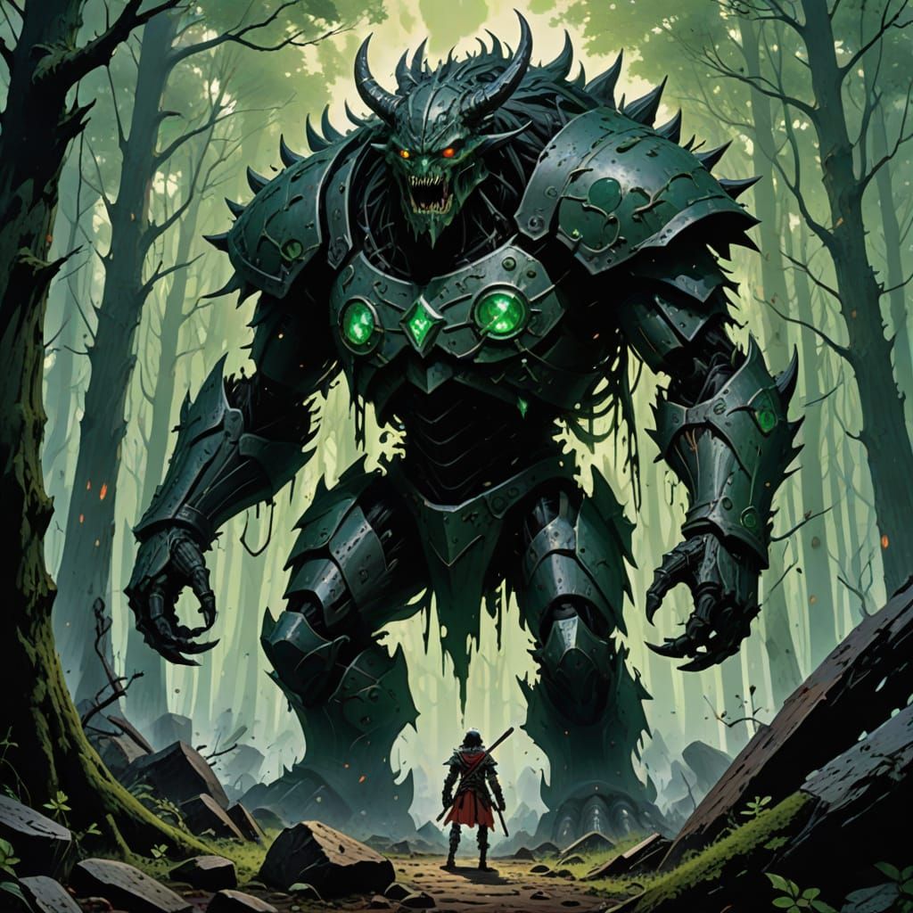 Obsidian Golem Rises on Cursed Battlefield