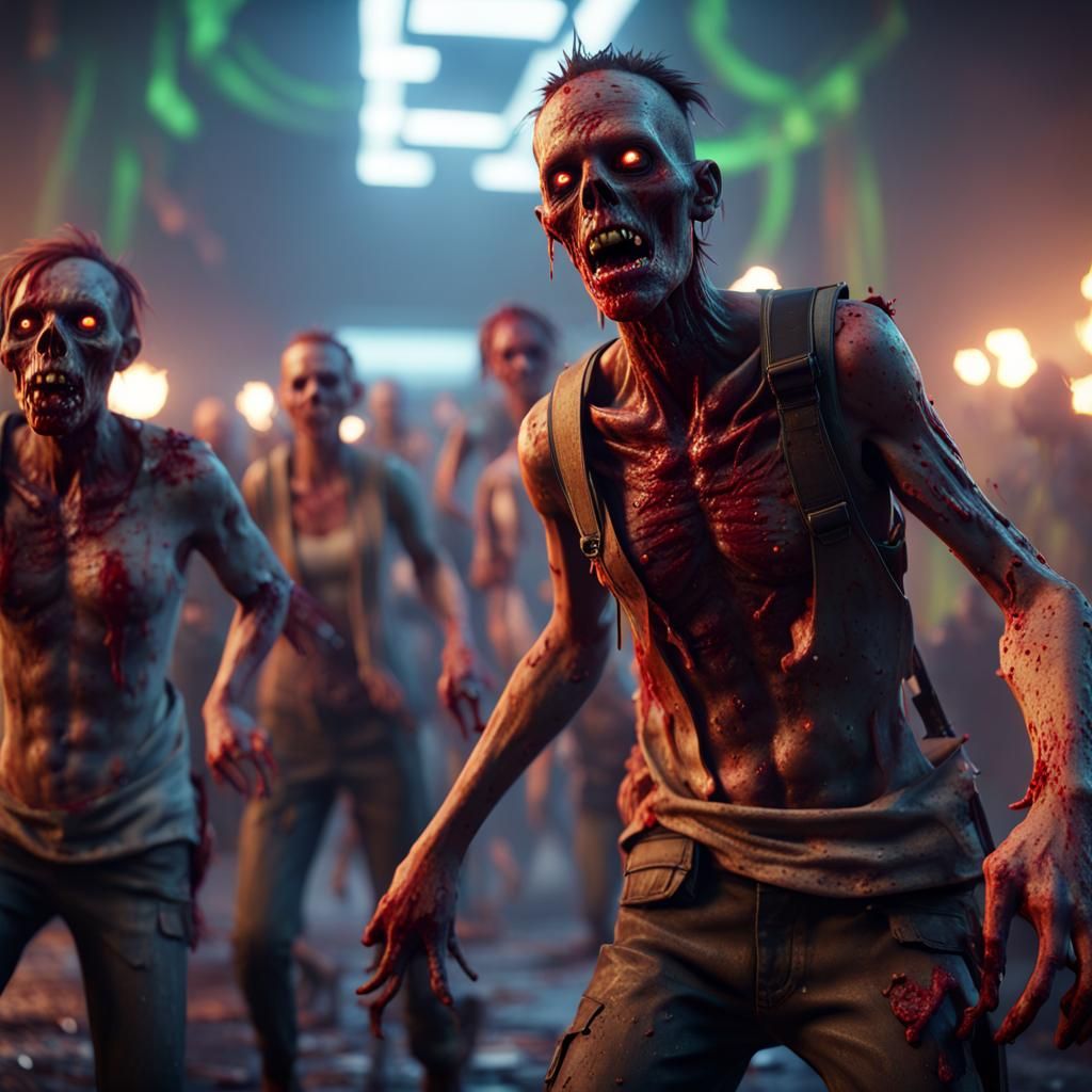 Epic Zombie Rave in 3D Game Cinematic Style
