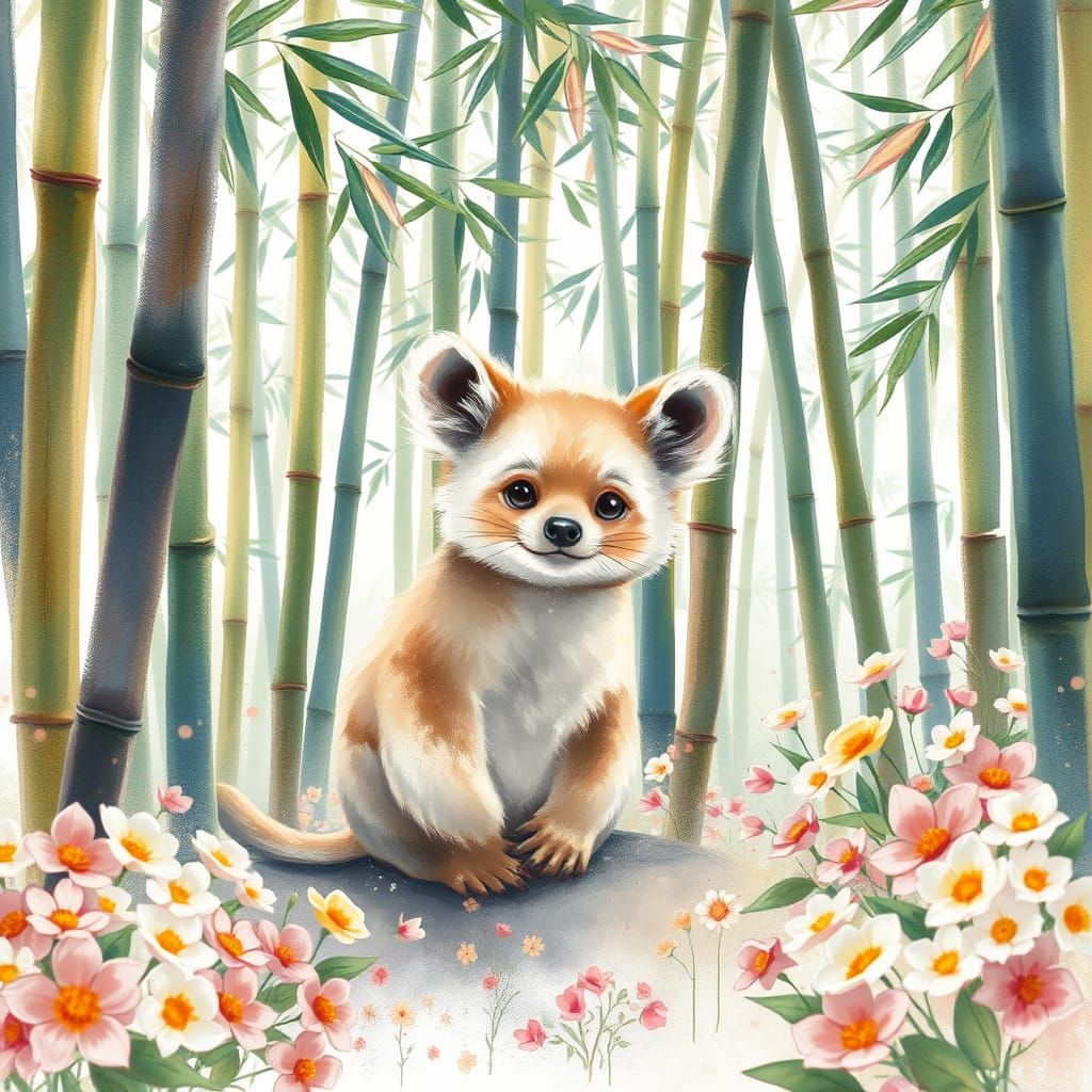 Koala in Bamboo Forest: Stylized Watercolour Art