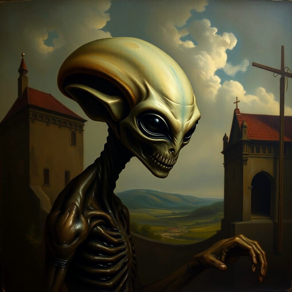 Alien Portrait in the Style of Dutch Masters