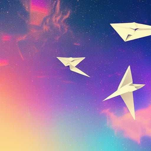 Paper Plane Glides Through Cosmic Dreamscape